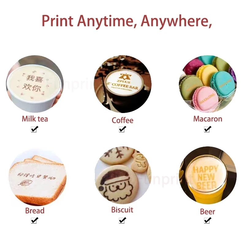 Evebot Coffee Print Mini Printer Portable Printpen DIY Food Handheld Printing Small Edible Food Printer In Bread For Android/IOS