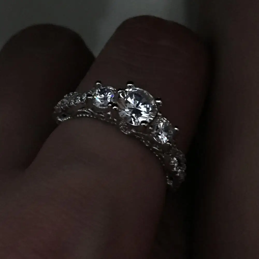 90% OFF Vintage Three stone Lab Diamond Ring Real 925 sterling silver Engagement Wedding band Rings for Women men Party Jewelry