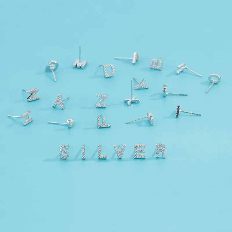 ANENJERY Tiny Initial A-Z Letter Earrings Alphabet Stud Earrings For Women Fashion Everyday Jewelry Gifts S-E868