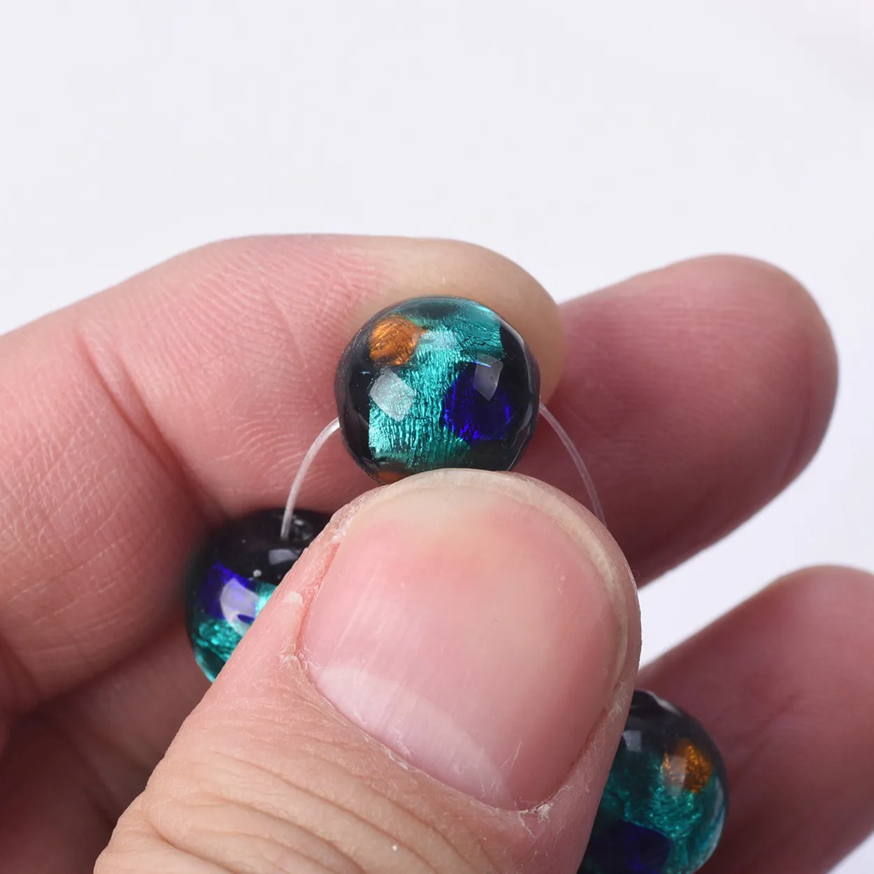 Round 12mm Foil Pattern Handmade Lampwork Glass Loose Beads for Jewelry Making DIY Crafts Findings