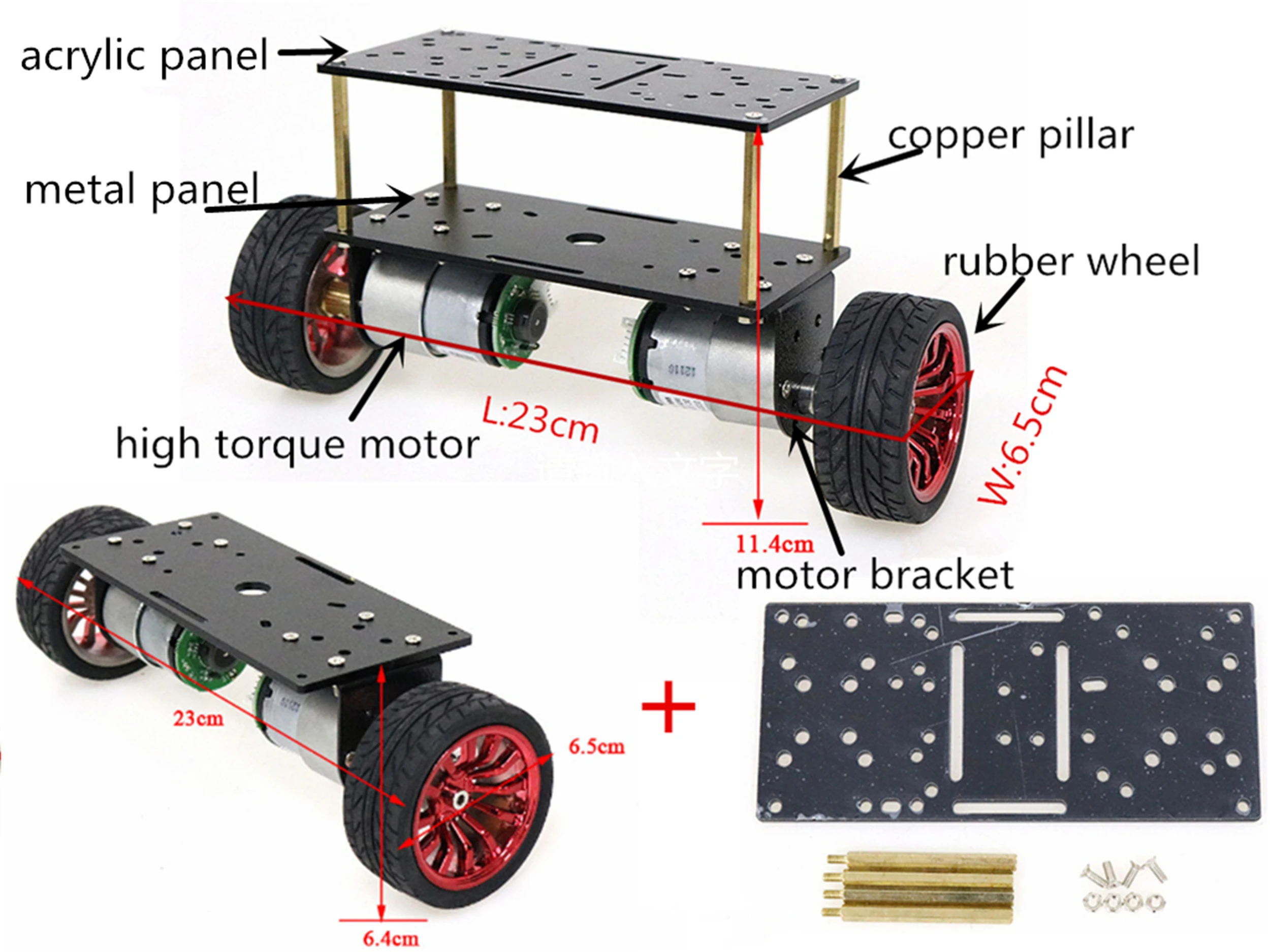 

Double-Layer Self-Balancing Metal Car Chassis 2WD Smart Robot Platform With 37GB-520 Motor 65mm/85mm/130mm Rubber Wheel DIY Toy