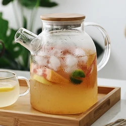 Creative Glass Teapot Large Capacity Cold Water Jug Tea Pot Fruit Juice Green Tea Container Transparent Kettle Practical Teaware