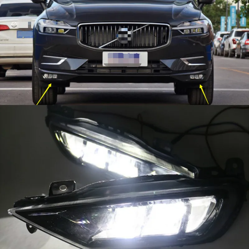 For Volvo XC60 2018 2019 2020 Dynamic Turn Signal Relay Waterproof Car DRL 12V LED Daytime Running Light Fog Lamp Decoration