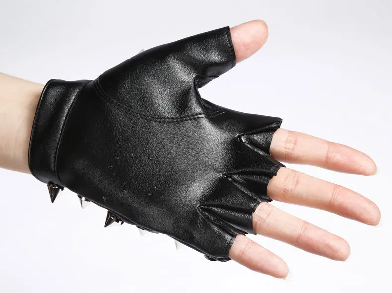 Idopy Men`s Women`s Rivet Faux Leather Glove Multi Colors Dancing Rock And Roll Jazz Cosplay Party Studded Glove