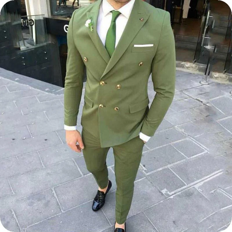 Mais novo fashiom noivo smoking homem ternos para o casamento terno blazers verão duplo breasted jaqueta ampla lapela peaked 2 peças