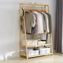 Heavy Duty Bamboo Clothes Rack with Shelves #5