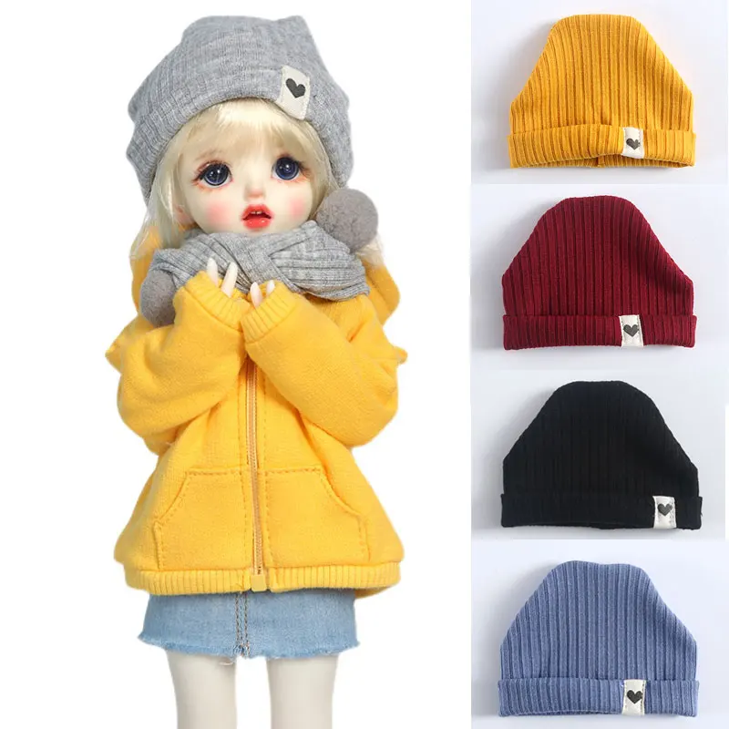 1/4 1/6 BJD doll hat candy color fashion knitted hat scarf for 30cm /45cm SD DD BJD, yosd, holala doll hat accessories