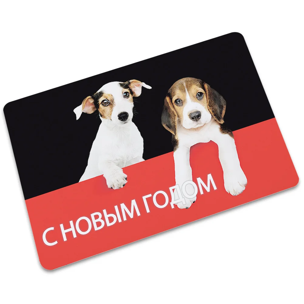 Dropshipping New Arrival Cute Dog Cat Doormat for Entrance Door Russian Language Welcome Rubber Floor Mat