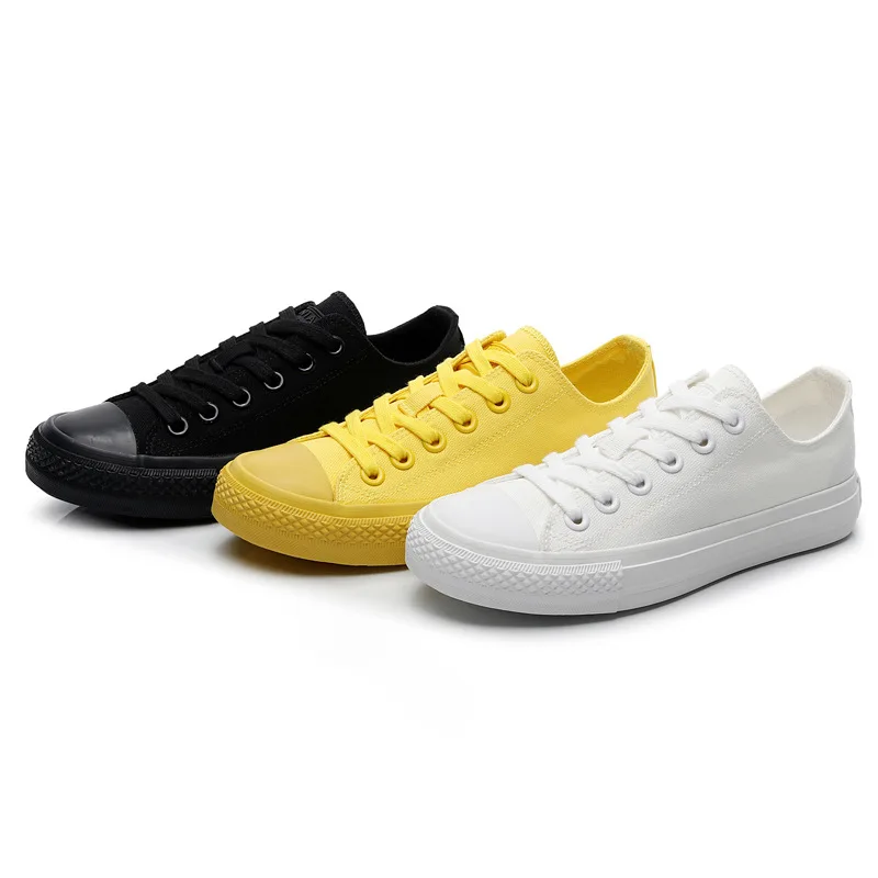 Canvas Shoes for Women and Men Lemon Yellow All Black Cloth Shoes Size 35-44 Pure White Sneakers for Boys and Girls Simple Style