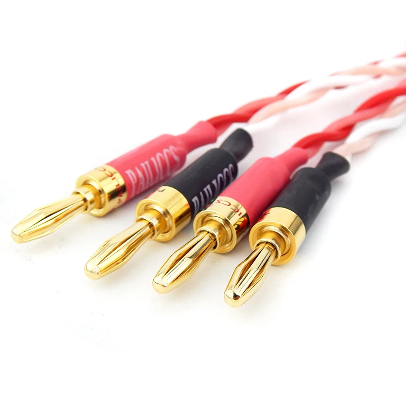 Cabo de alto-falante central surround hifi, linha de sinal de alto-falante de áudio, plugue banana americano para amplificador de áudio 0.5m-3m