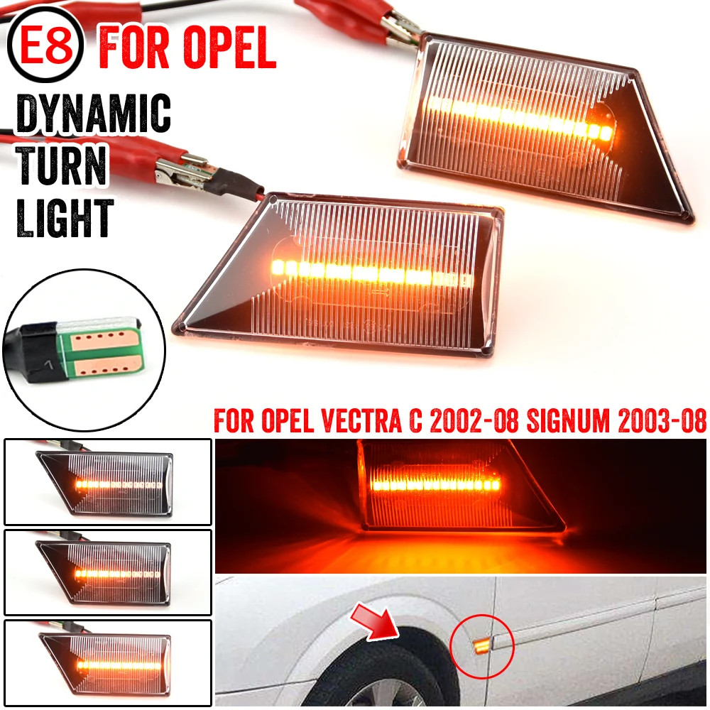 2Pcs 12V ไหลไฟเลี้ยว LED แบบไดนามิกด้านข้าง Marker ด้านข้าง Repeater Light Blinker สำหรับ OPEL Vectra C 01-08สำหรับ Signum 03-08