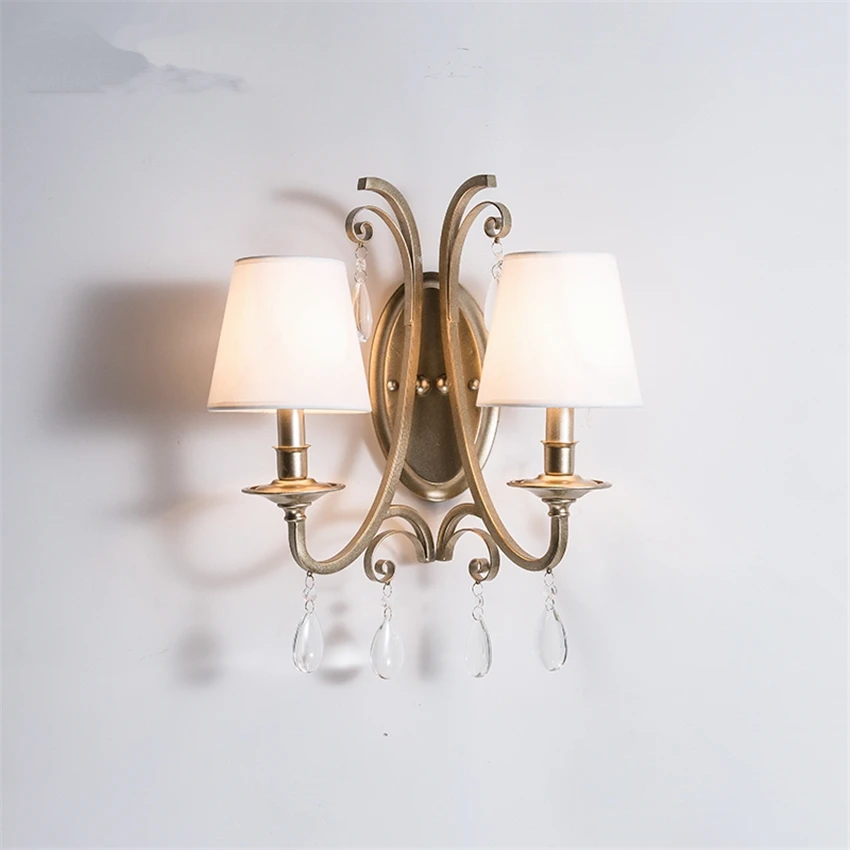 American Country Retro Wall Lamps Loft Bedroom Bedside Lamp Fabric Iron Restaurant Living Room Candlestick Wall Lights Fixtures