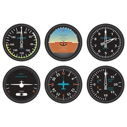 Set of 6 Aircraft Avionics Instruments Coasters Airplane Flying Gages Flight Panel Set Navigator Home Decor Aviator Pilot Gift