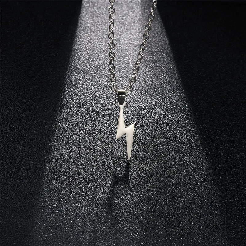 Rinhoo Stainless Steel Necklace Hot Lightning Necklaces For Women Protection Pendants For Girlfriend Gifts Silver Color Jewelry