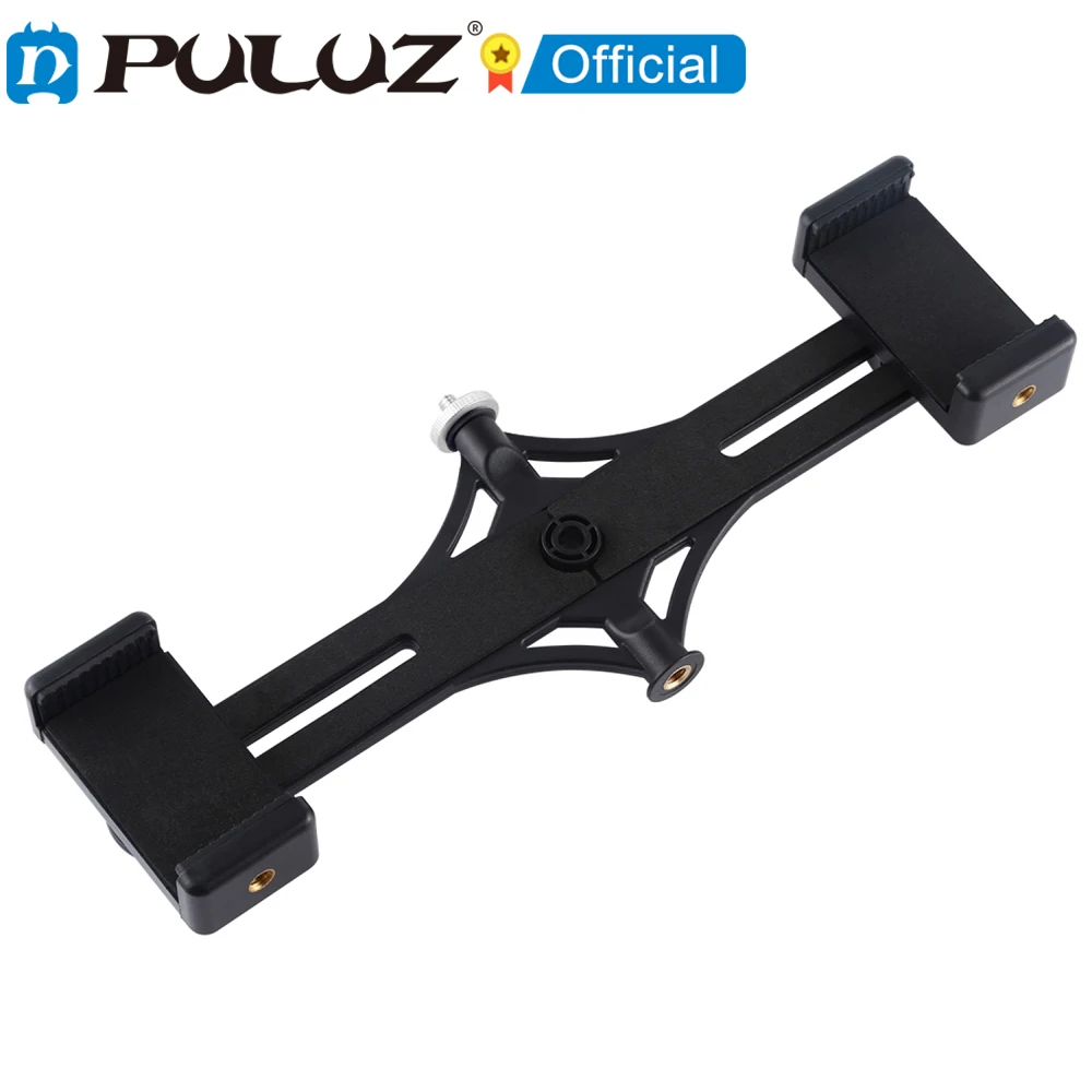 PULUZ Live Broadcast Dual Phone Brackets Horizontal Holder for iPhone/ Galaxy/ Huawei/ Xiaomi/ Sony and Other Smart Phones