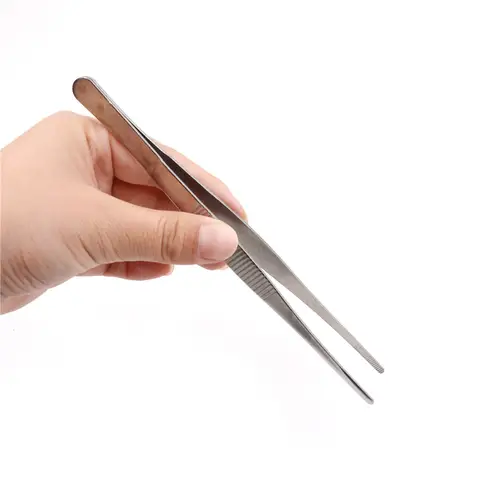 Bilashmart 1PC Tweezers 12.5cm/14cm/16cm/18cm/20cm/25cm/30cm Stainless Steel Medical Dental Precision Long Straight Forceps Tweezers