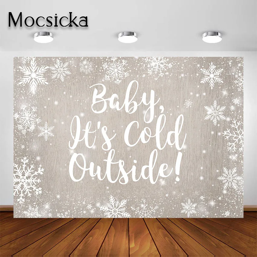 

Mocsicka Baby It's Cold Outside Winter Wonderland Theme Backdrop for Kids Snowflake Birthday Party Baby Shower Decor Background