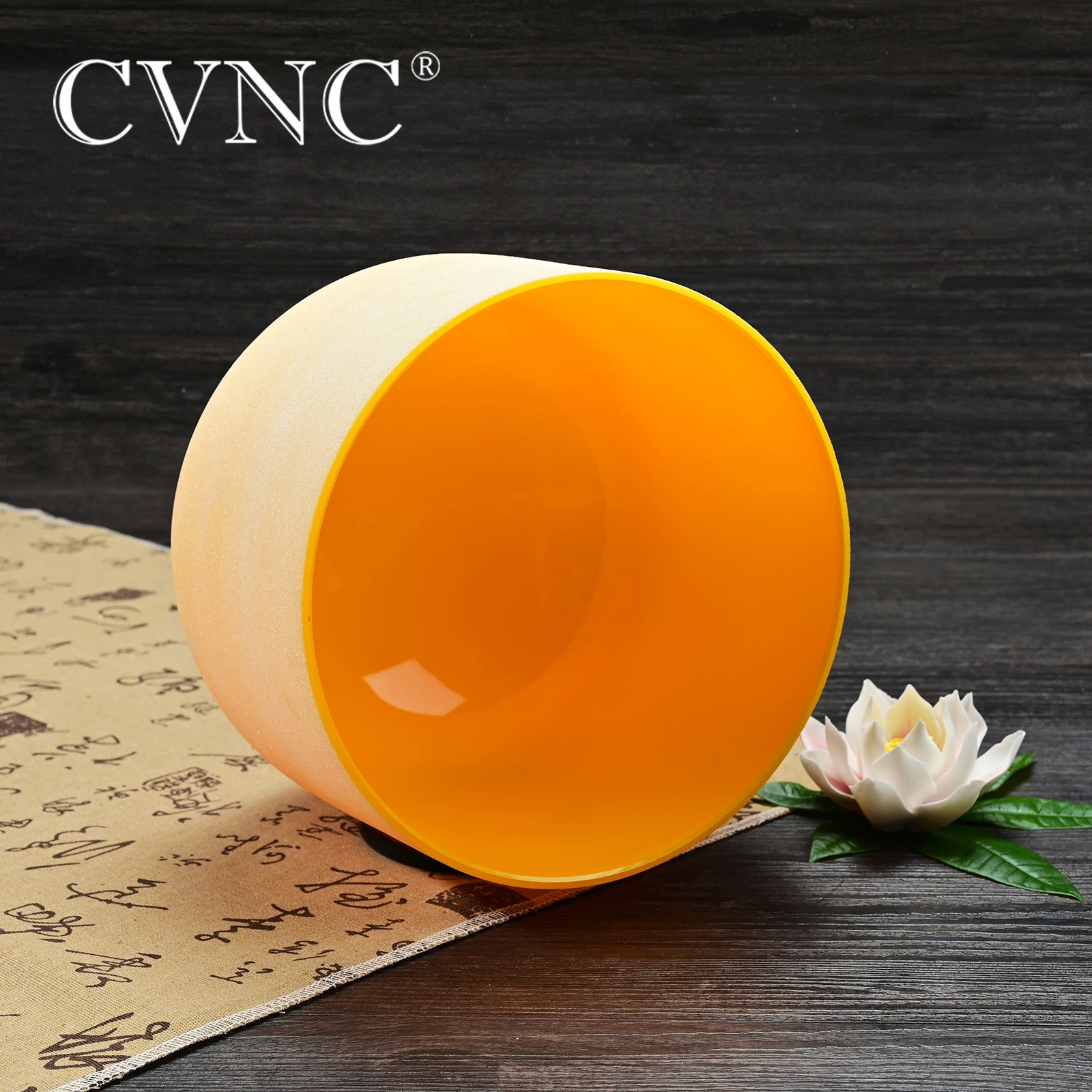 CVNC 14 Inch 440/432HZ Full Colored Chakra Quartz Crystal Singing Bowl for Sound Healing and Meditation with Free Mallet