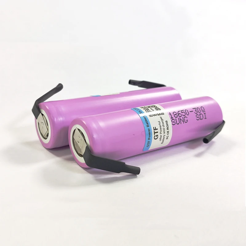 3000mah high capacity 3.7V 18650 battery for 30Q INR 18650 30Q 20A Rechargeable li-ion battery + DIY nicke