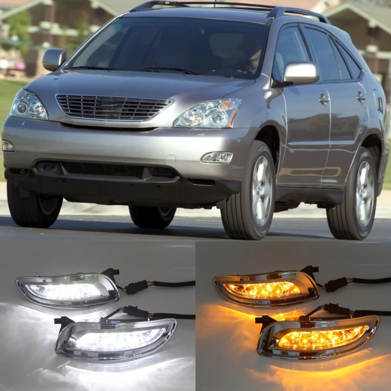 

Дневные ходовые огсветильник, 2 шт., для Lexus RX300 RX330 RX350 2003-2009, желтое реле сигнала поворота, водонепроницаемое, ABS, 12 В, Автомобильные дневные ходовые огни