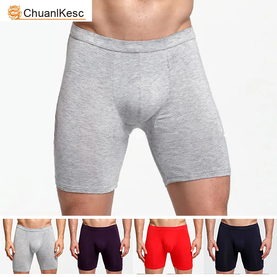 Men\'s Long Boxer Pants Large Anti Wear Leg Sports Underpants Running Fitness Youth Soft Cotton Shorts Hot 2020