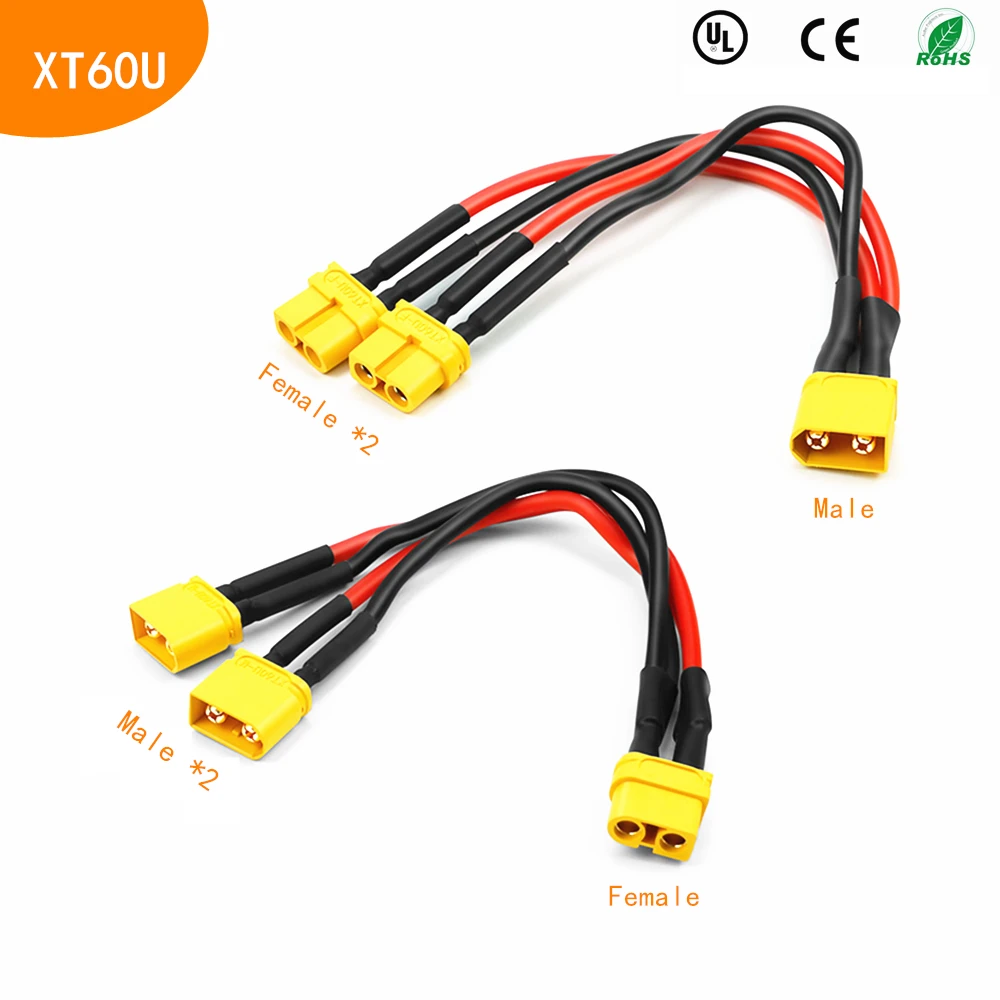 Lot De 2 Câbles Charge XT60 Vers Banane 4mm 30cm 14AWG | Adaptateur Mâle XT60 Vers Fiche Banane Mâle | Idéal Batterie Lipo RC Drone Quad Hélico