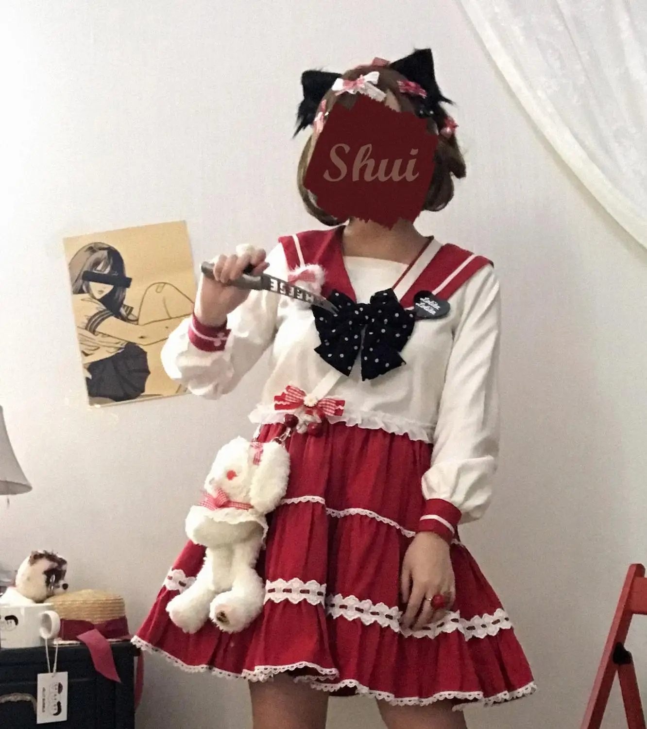 Jupe lolita pour fille, princesse, douce, uniforme de style collège jk, jupe victorienne en dentelle avec nœud papillon, mignonne, kawaii, cos loli