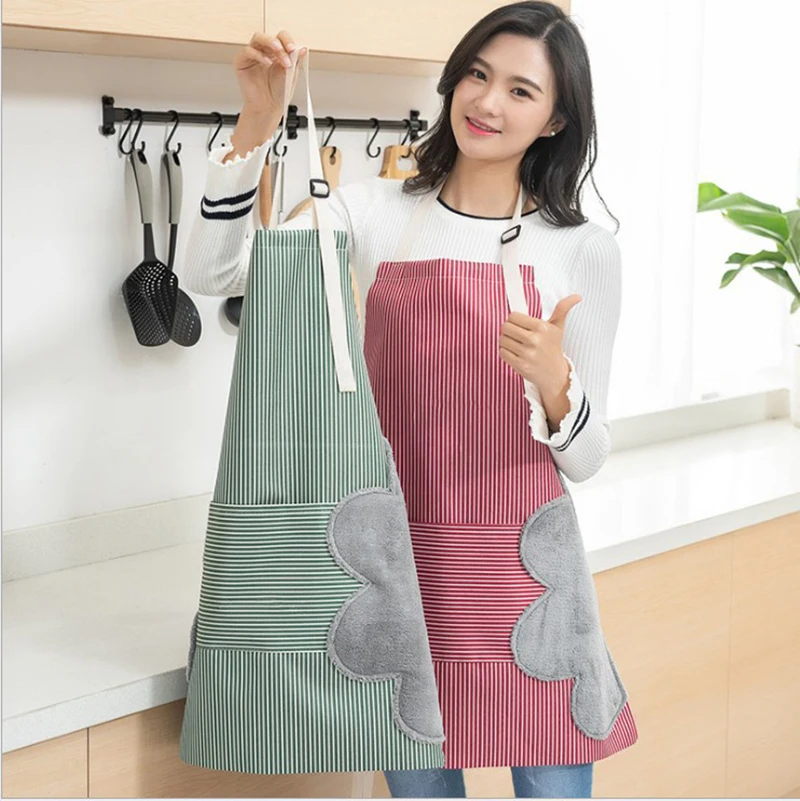 Striped Apron Can Wipe Hands Anti-Fouling Waterproof And Oil-Proof Ladies Halter Neck Waist Adjustable Kitchen Apron