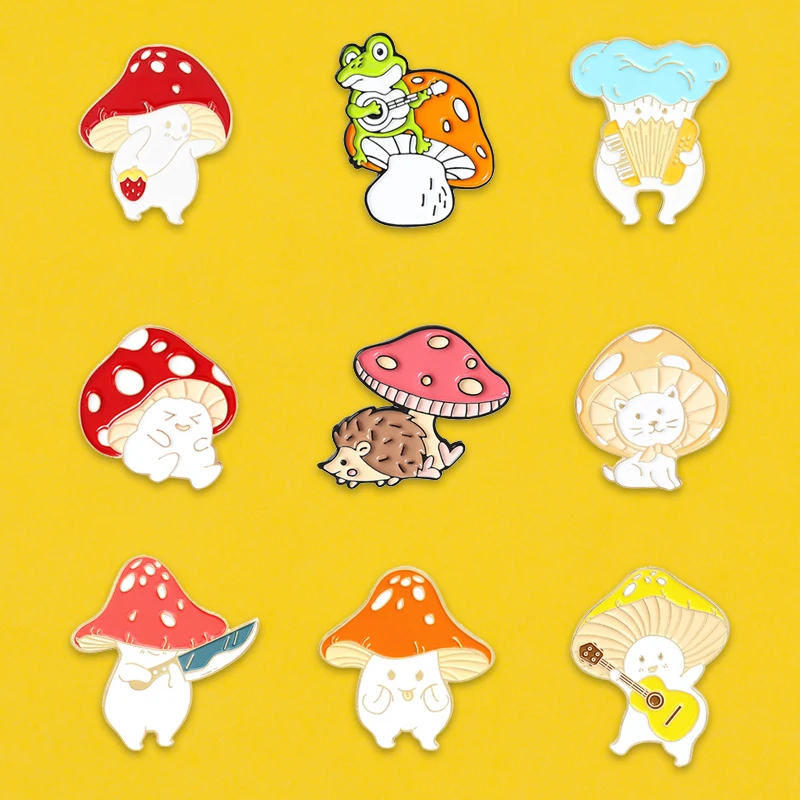 Mushroom family Enamel Pin Custom Animal and plant edible fungus Brooches Bag Lapel Pin Badge Plant Jewelry Gifts for children image 5