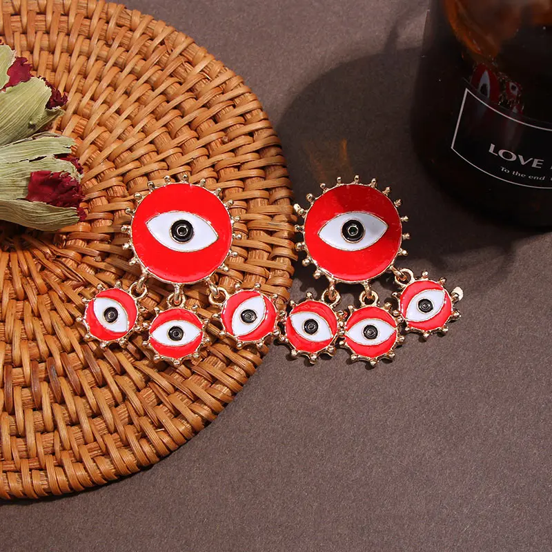 Flatfoosie New Red Flower Heart Drop Earrings For Women Fashion Bohemian  Dangle Earring Statement Female Accessories