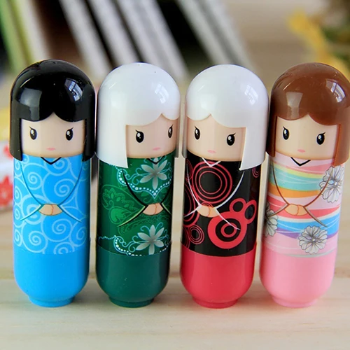 1Pc Cute Japanese Doll Clear Moisturizing Repair Lip Balm Lip Protector Lipstick Moisturizing Anti-Drying Lip Balm Random Color