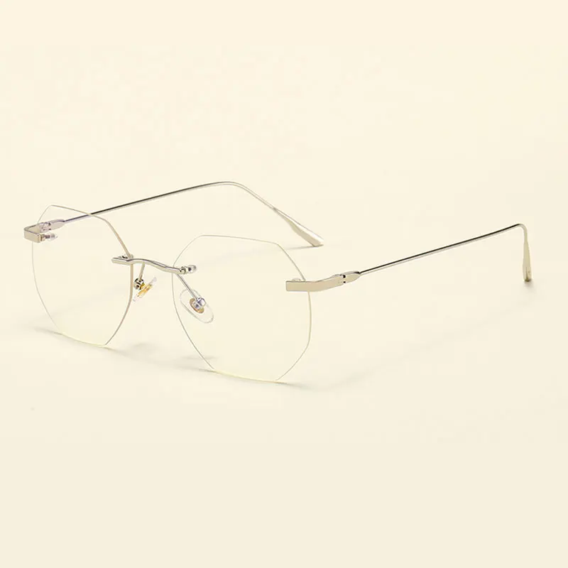 Metal Frame Glasses Rimless Eyewear Unisex Anti Blue Ray and Optical Eye Glasses New Arrival Spring Hinges Hot Selling