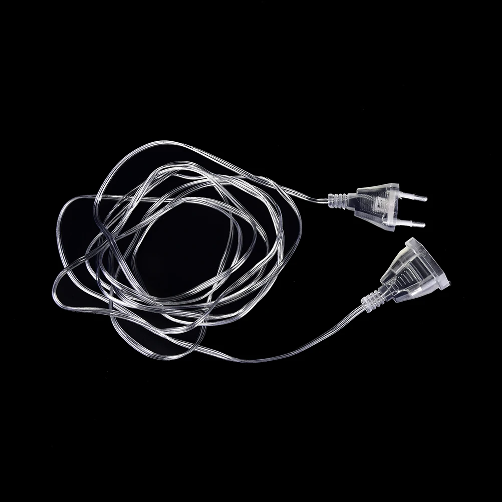 3M Power Guirlande Uitbreiding Verlengd Lijn Kabel Eu Plug Extender Transparante Draad Voor Kerstverlichting Bruiloft Decoratie 1Pc