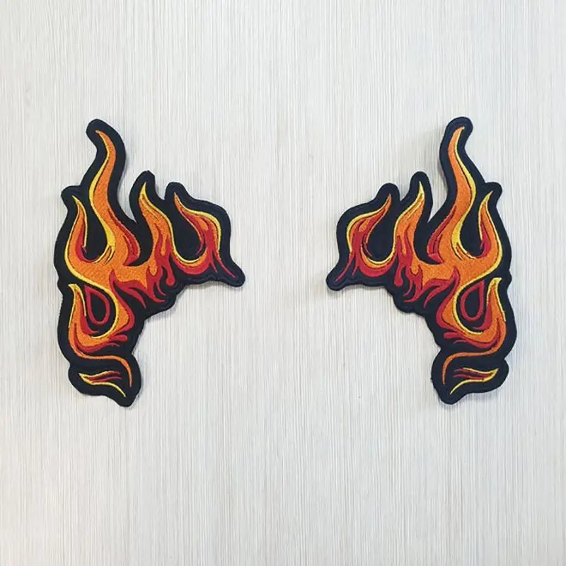 Biker flame embroidered patches 2PCs 5.9\