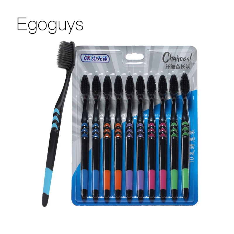 10 шт., зубная щетка с мягкой бамбуковой щетиной 10 шт., зубная щетка с мягкой бамбуковой щетиной