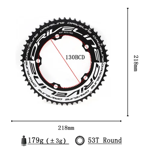 Imagen 2 del producto DRIVELINE CNC 50/53/54/55/56/58T bicicleta de carretera TT plato 9/10/11S 130BCD