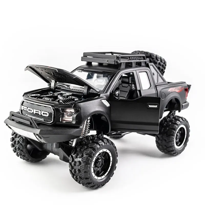 Neue 1:32 Ford Raptor F150 Große Rad Legierung Diecast Auto Modell Mit Mit Sound Licht Ziehen Auto Spielzeug Für kinder Weihnachten Geschenke