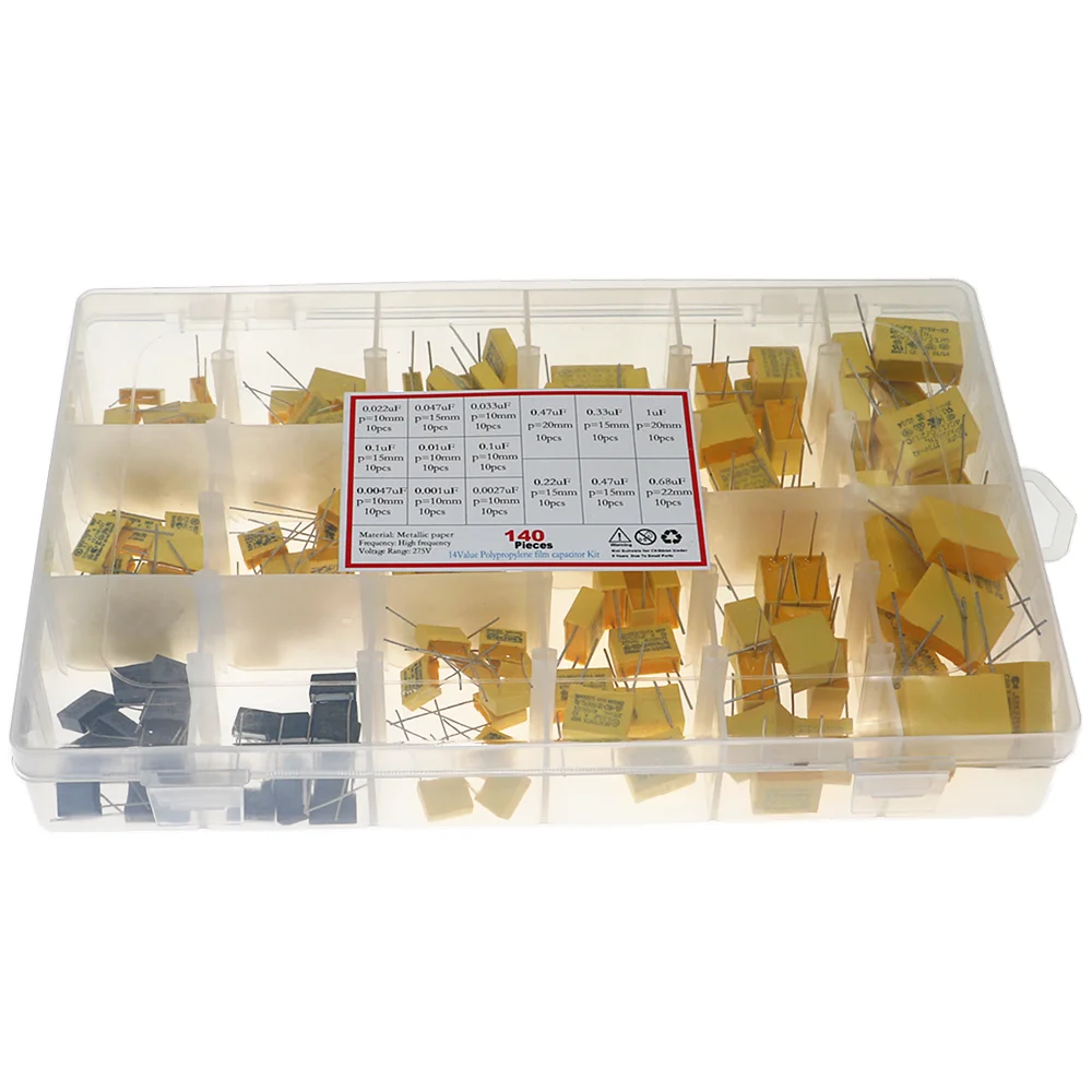 150pcs/box 150value x 10pcs X2 275VAC Safety Capacitor Assorted Kit  0.022uF - 0.68uF Polypropylene film capacitor set