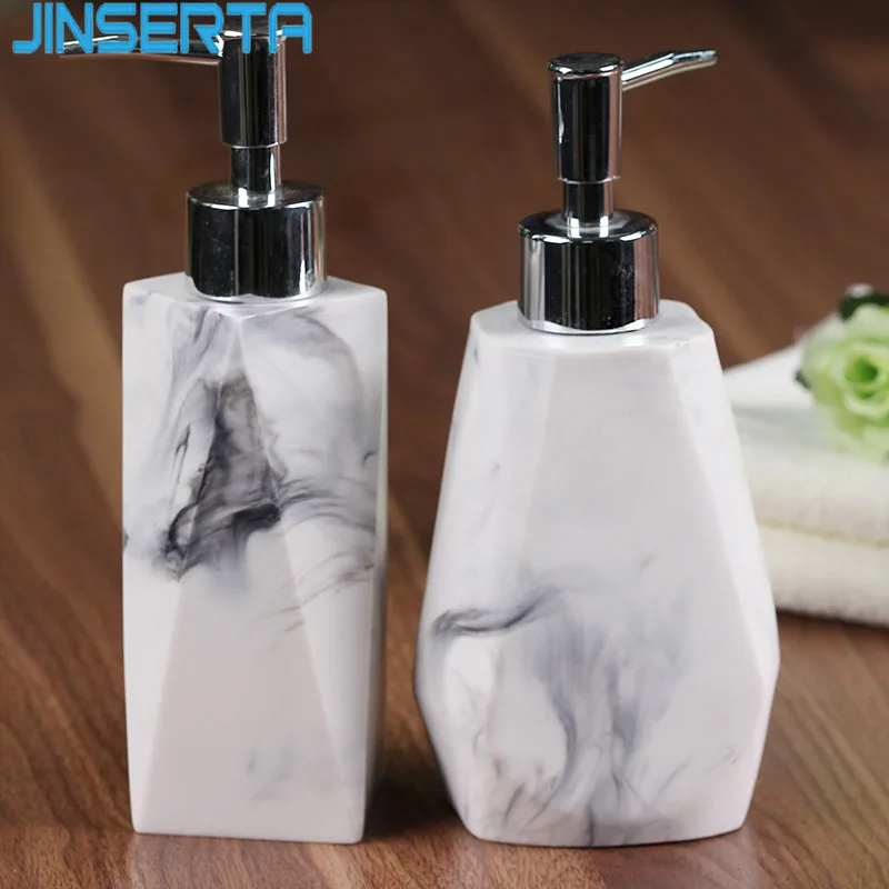 JINSERTA Marbled Soap Dispenser Sub-Bottle Luxury Home Hotel Bathroom Hand Sanitizer Shampoo Body Wash Lotion Decor Bottle