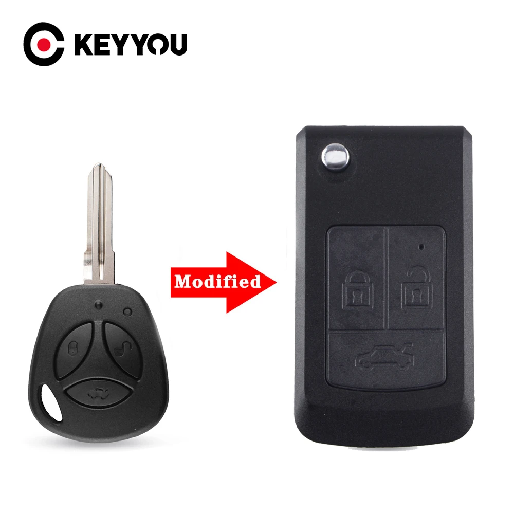 KEYYOU Modified Flip 3 Buttons Replacement Car Key Shell For Lada Uncut Auto Blank Remote Key Case Cover Fob Priora Kalina