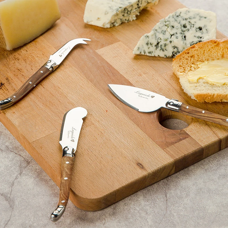 3pcs Laguiole Cheese Knife Set Wood Handle Butter Spreader Knives Mini Cream Cheese Cutter Slicer Restaurant Bar Tool 6inch 15cm