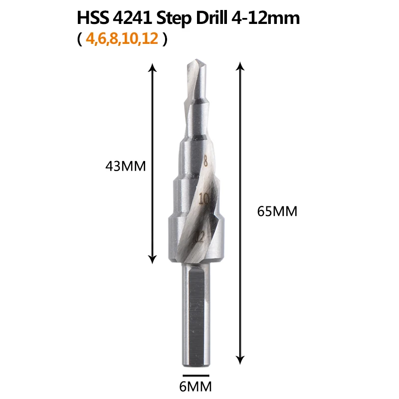 Imagem -04 - Dreanique Passo Broca e Endro Conjunto 412 420 432 Hss 4241 Ferramentas Elétricas de Perfuração para Metal Madeira Buraco Cortador Cone Broca