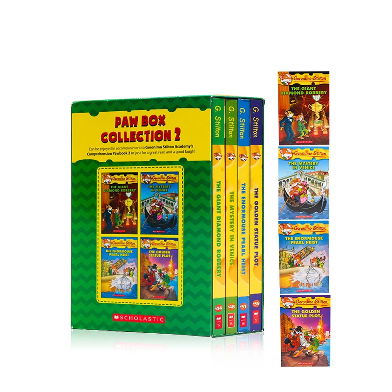 

4 Books Geronimo Stilton Paw Box Set 2 Humor Adventure Explore Brave Comic Fiction Parent Child Kids Story English Picture Book