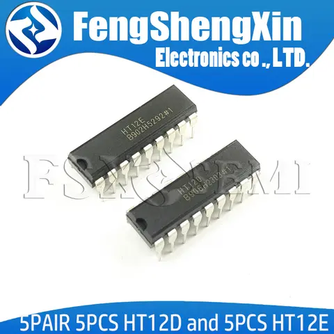 100% New 5PAIR 5PCS HT12D + 5PCS HT12E HT-12D+HT-12E DIP-18 IC