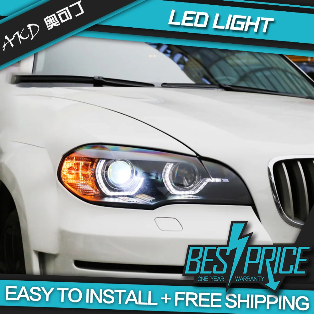 

AKD Car Styling Head Lamp for X5 E70 Headlights 2007-2010 Angel Eye Headlight LED DRL Signal Lamp Hid Auto Accessories