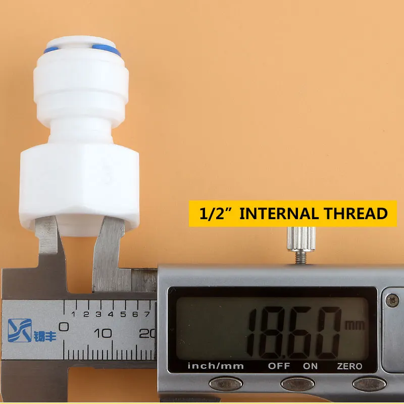 Purificador de água com rosca interna, filtro de água, encaixe rápido do conector, tubulação plástica reta, 43N diâmetro 19mm, 1/2 in a 3/8 in Tube