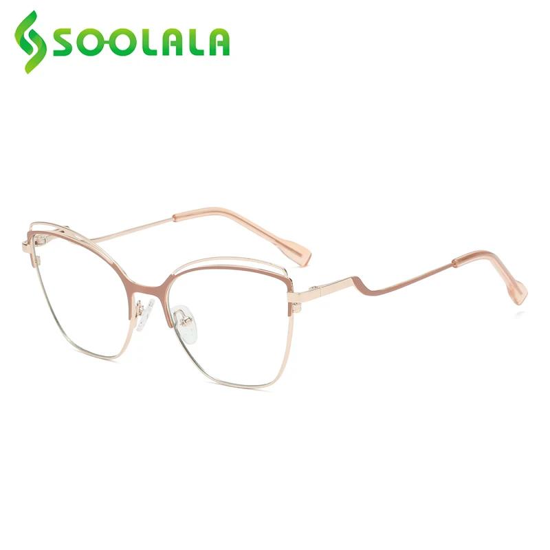 

SOOLALA Anti Blue Light Ultralight Cat Eye Alloy Prescription Glasses Frame Women Eyeglasses Spectacle Myopia Optical Eyewear