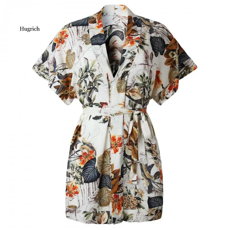 2021 Summer Autumn New Fashion Button Tie Print V-Neck Short Sleeve Dress