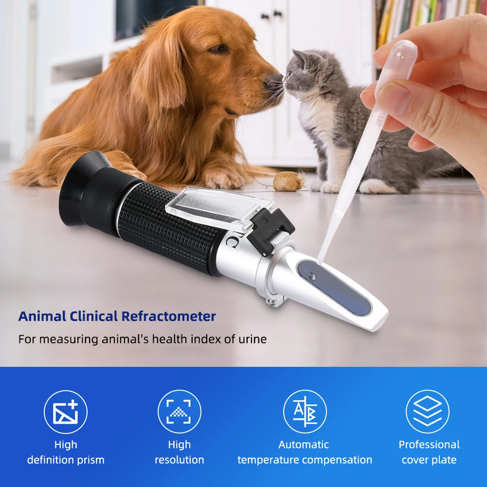 Yieryi Cats Dogs Urine Refractometer Professional Pet Protein Hemoglobin Specific Gravity Meter Veterinary Medical Tools ATC