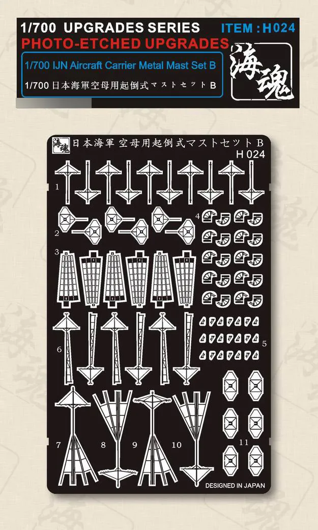 1/700 IJN Aircraft-Carrier Metal Mast Set B (Etching Sheet),Ocean Spirit H024 Model Kits Accessory